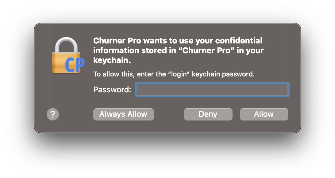 Enter your password to allow access to your keychain on macOS