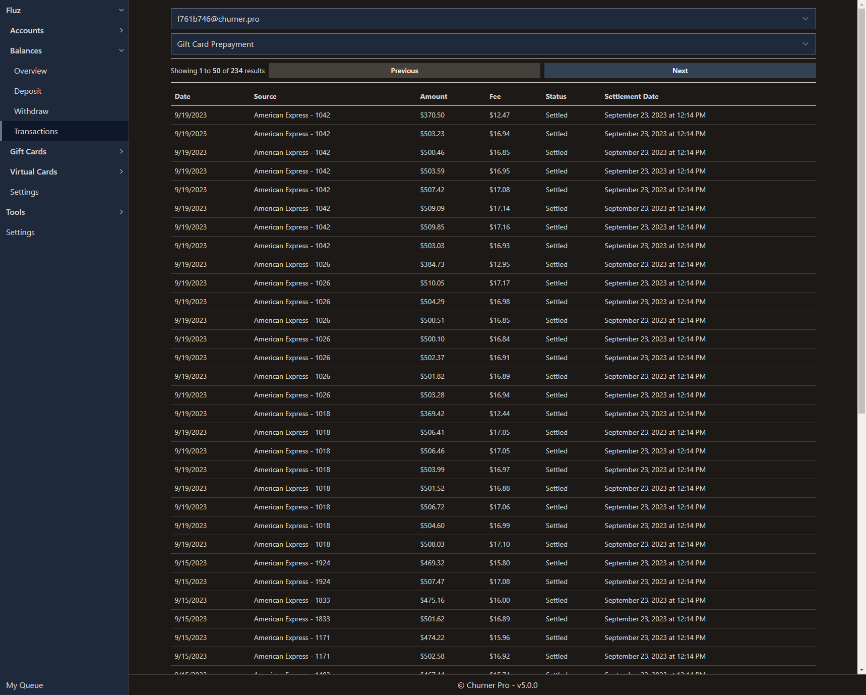 The interface to process withdrawals