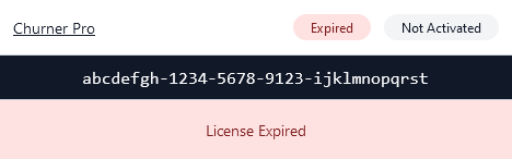 A license for Churner Pro after it has expired